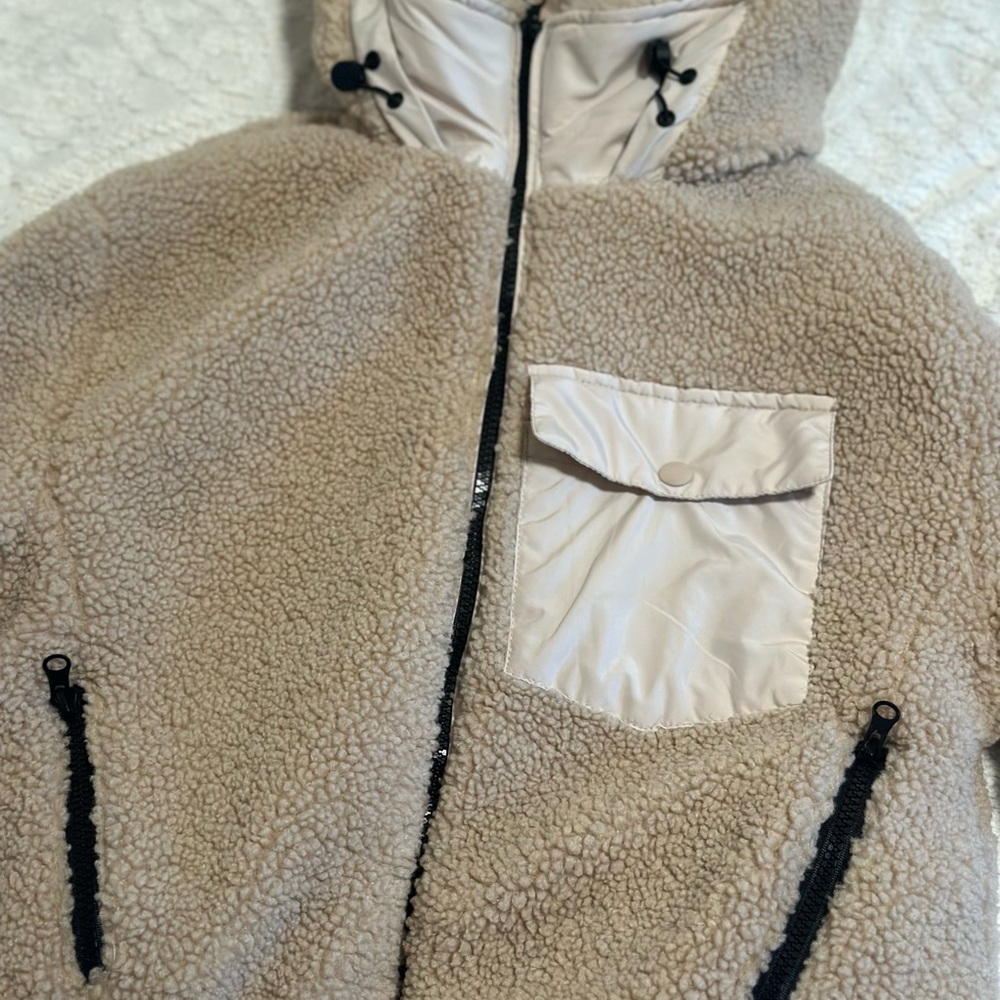 Cozy Tan Sherpa Jacket with Hood